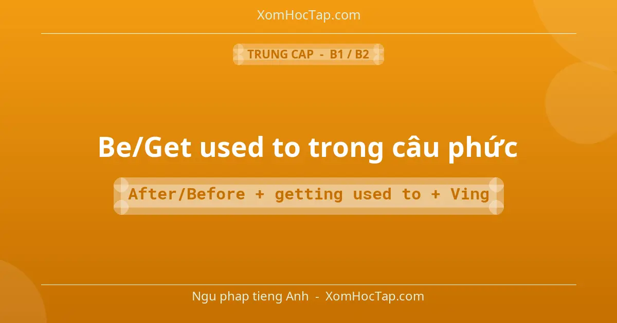 Ngu phap tieng Anh: Be/Get used to trong câu phức - Cong thuc: After/Before + getting used to + Ving