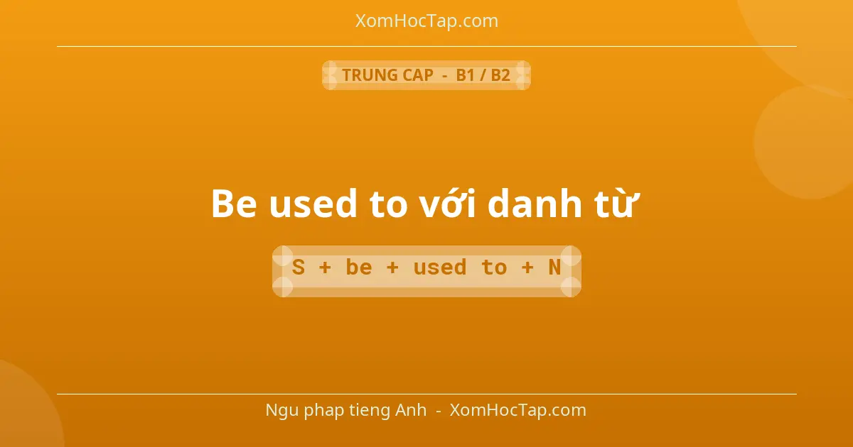 Ngu phap tieng Anh: Be used to với danh từ - Cong thuc: S + be + used to + N
