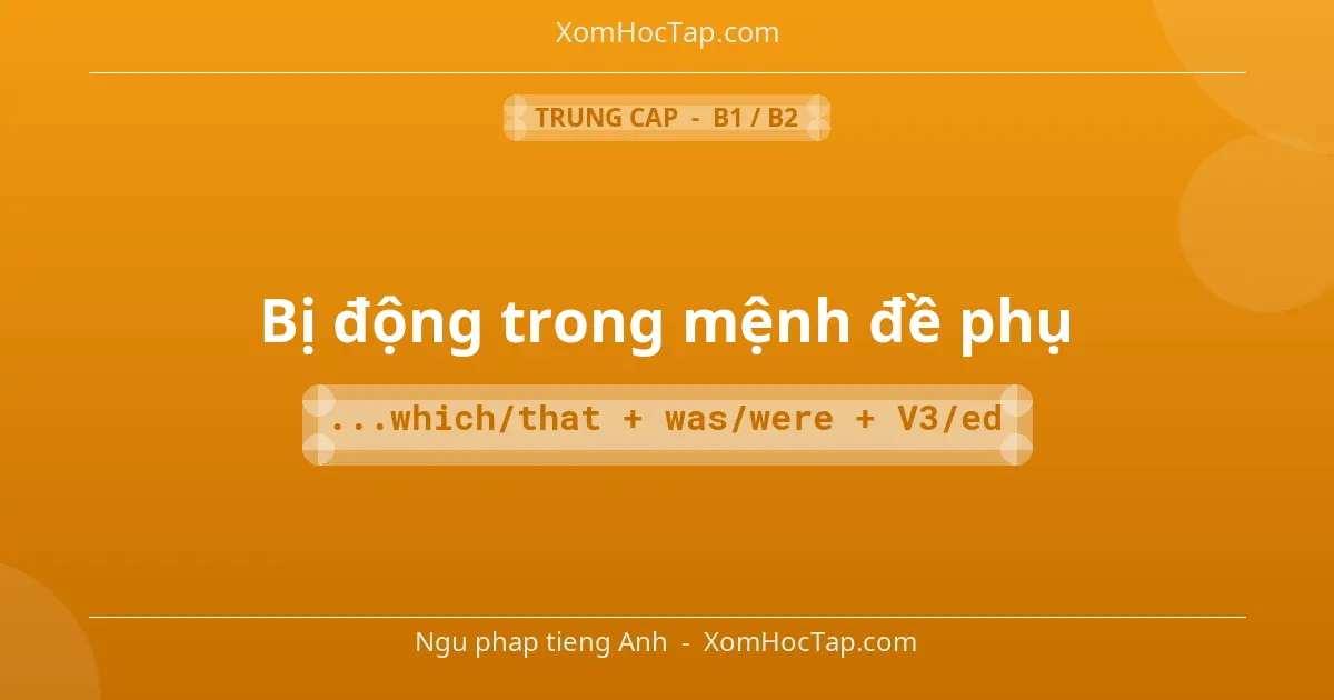Ngu phap tieng Anh: Bị động trong mệnh đề phụ - Cong thuc: ...which/that + was/were + V3/ed