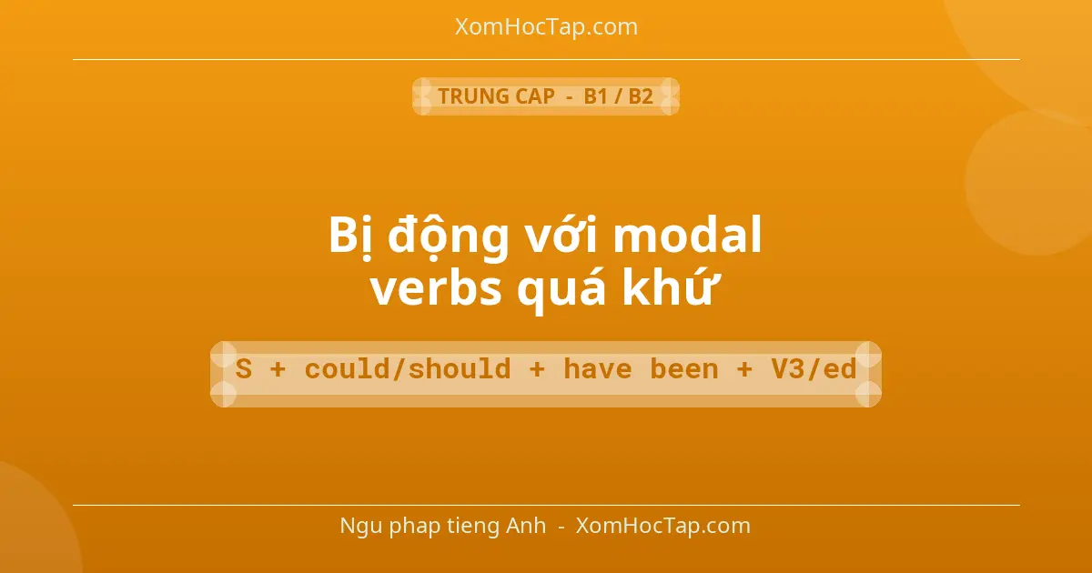 Ngu phap tieng Anh: Bị động với modal verbs quá khứ - Cong thuc: S + could/should + have been + V3/ed