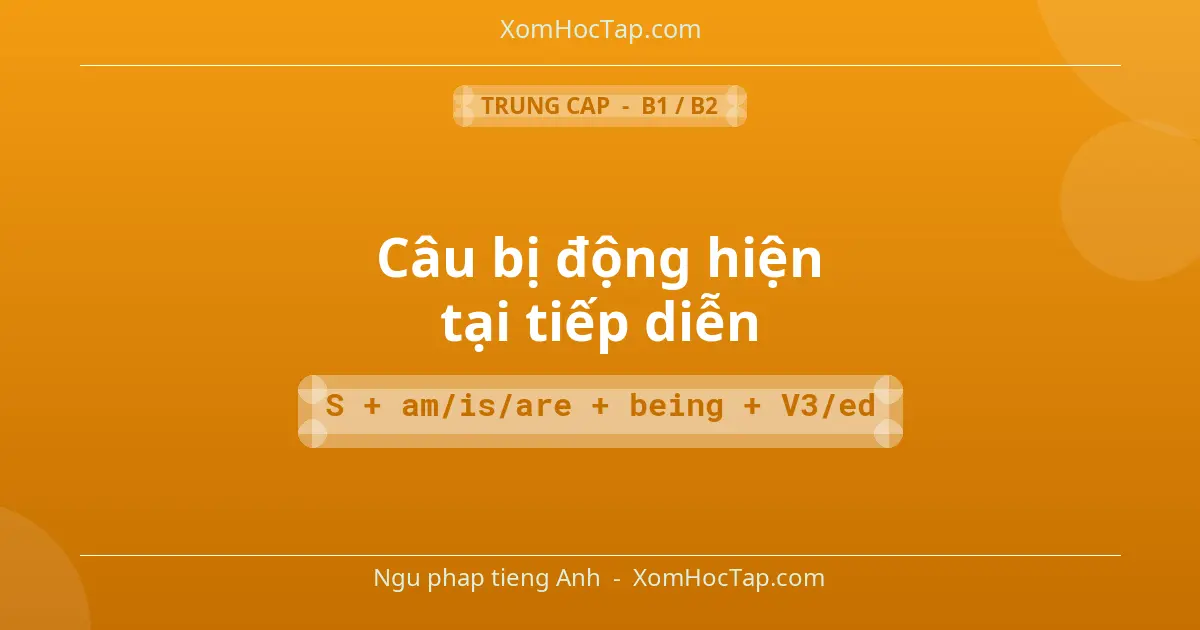 Ngu phap tieng Anh: Câu bị động hiện tại tiếp diễn - Cong thuc: S + am/is/are + being + V3/ed