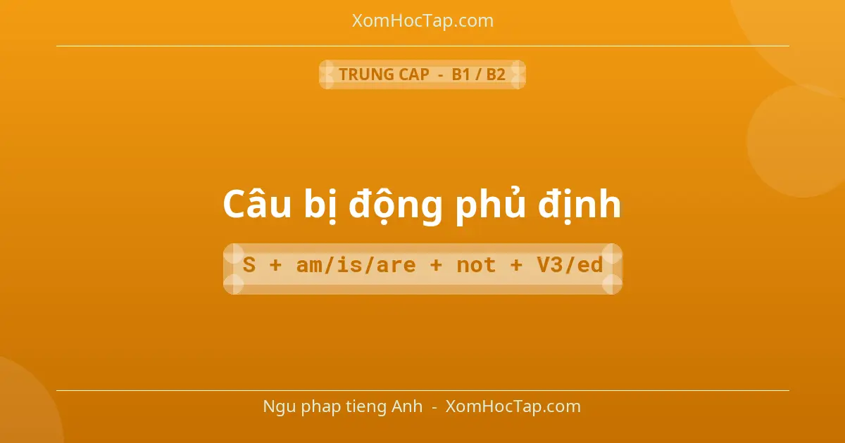 Ngu phap tieng Anh: Câu bị động phủ định - Cong thuc: S + am/is/are + not + V3/ed