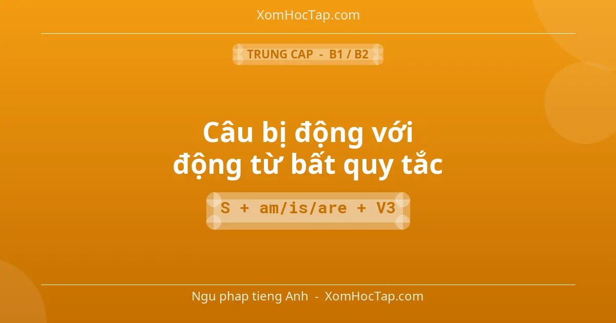 Ngu phap tieng Anh: Câu bị động với động từ bất quy tắc - Cong thuc: S + am/is/are + V3
