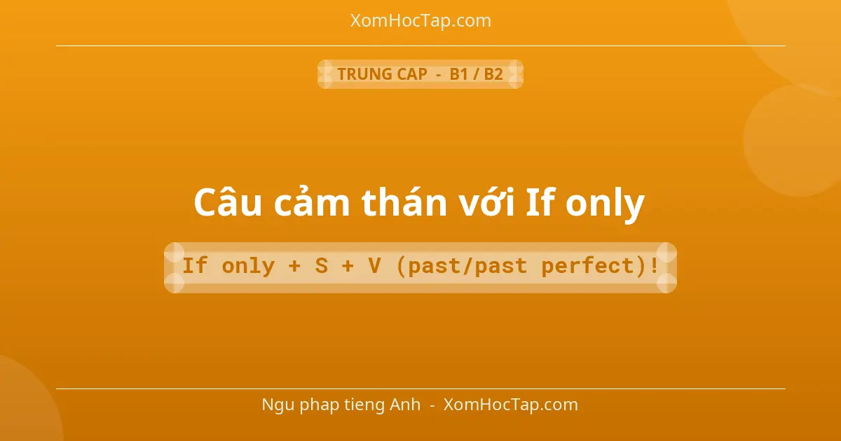 Ngu phap tieng Anh: Câu cảm thán với If only - Cong thuc: If only + S + V (past/past perfect)!