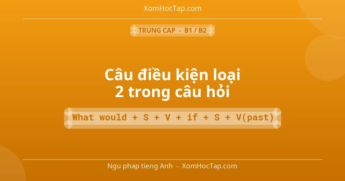 Ngu phap tieng Anh: Câu điều kiện loại 2 trong câu hỏi - Cong thuc: What would + S + V + if + S + V(past)