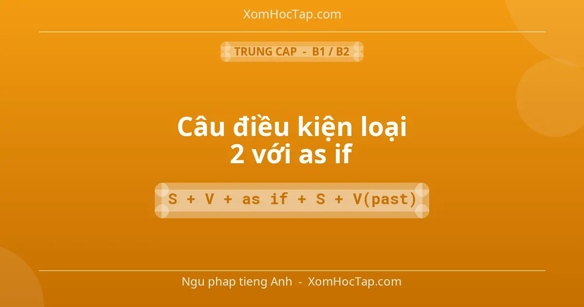 Ngu phap tieng Anh: Câu điều kiện loại 2 với as if - Cong thuc: S + V + as if + S + V(past)