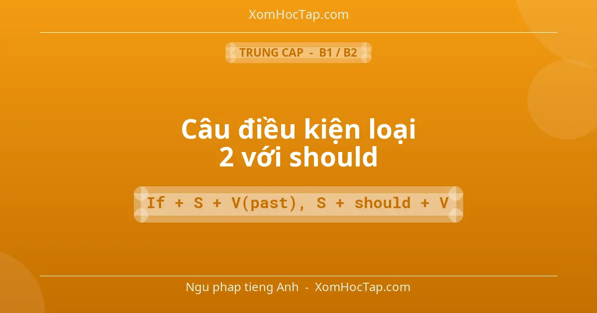 Ngu phap tieng Anh: Câu điều kiện loại 2 với should - Cong thuc: If + S + V(past), S + should + V