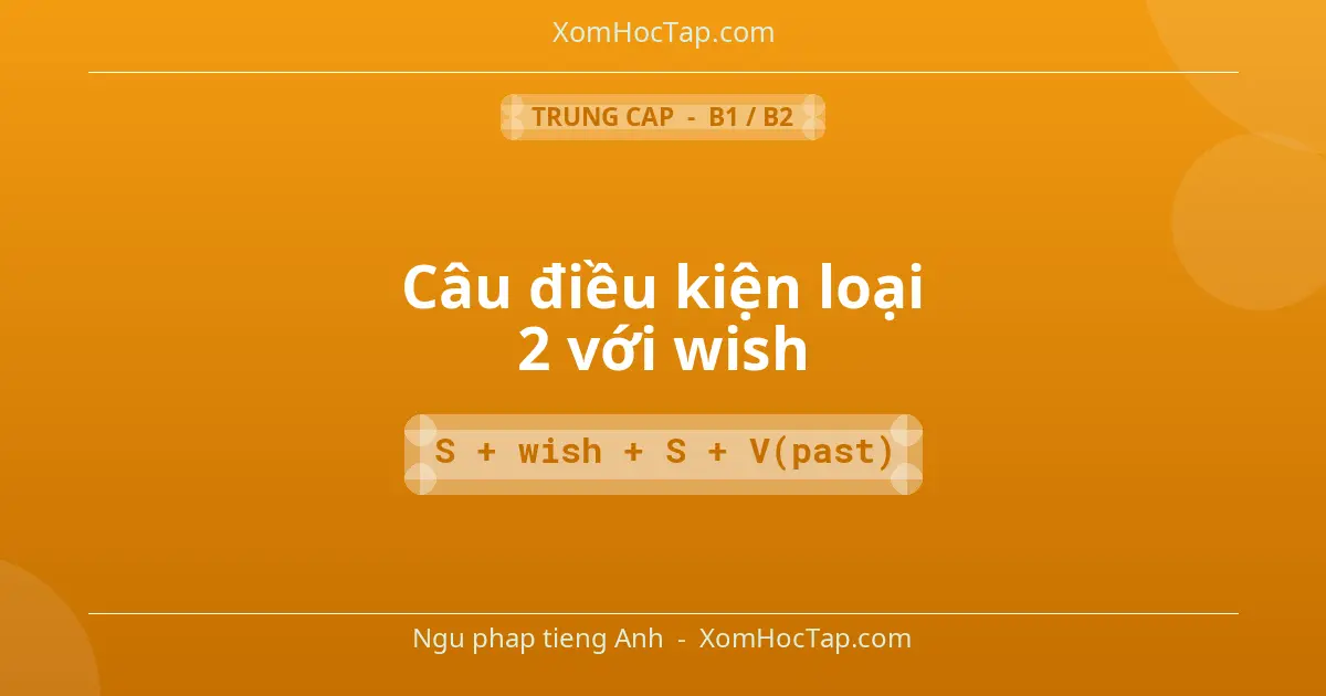 Ngu phap tieng Anh: Câu điều kiện loại 2 với wish - Cong thuc: S + wish + S + V(past)