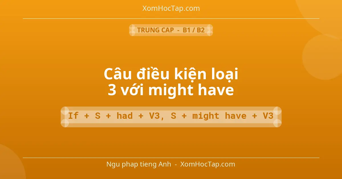 Ngu phap tieng Anh: Câu điều kiện loại 3 với might have - Cong thuc: If + S + had + V3, S + might have + V3