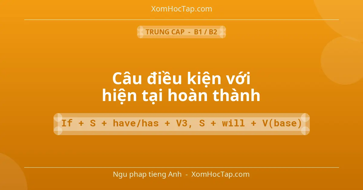 Ngu phap tieng Anh: Câu điều kiện với hiện tại hoàn thành - Cong thuc: If + S + have/has + V3, S + will + V(base)