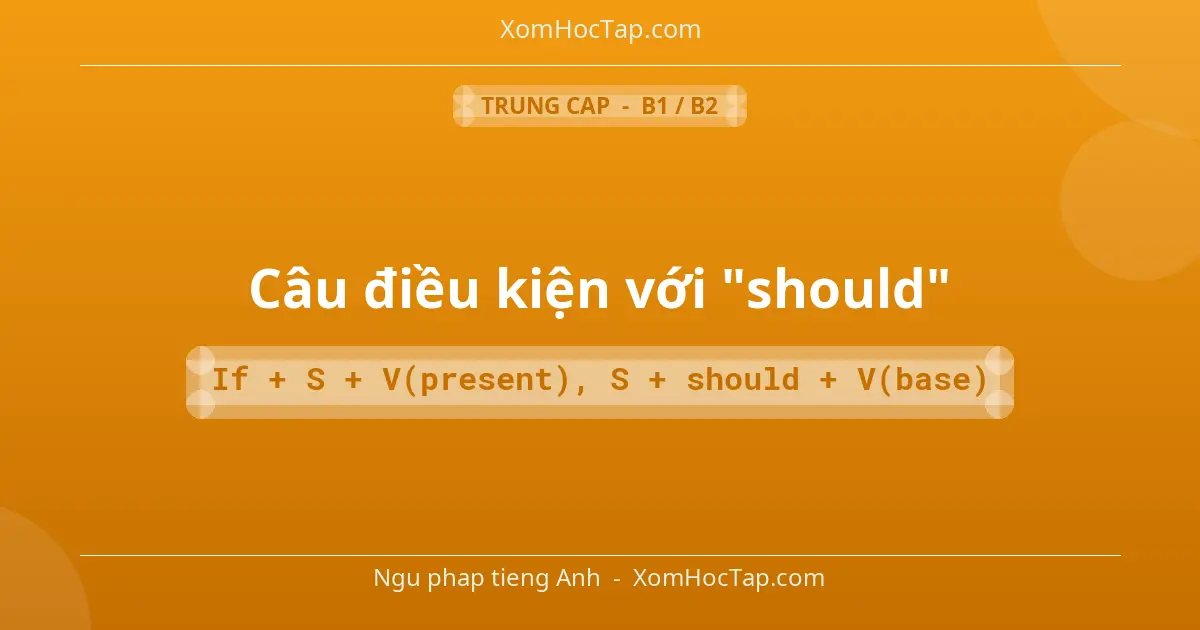 Ngu phap tieng Anh: Câu điều kiện với "should" - Cong thuc: If + S + V(present), S + should + V(base)