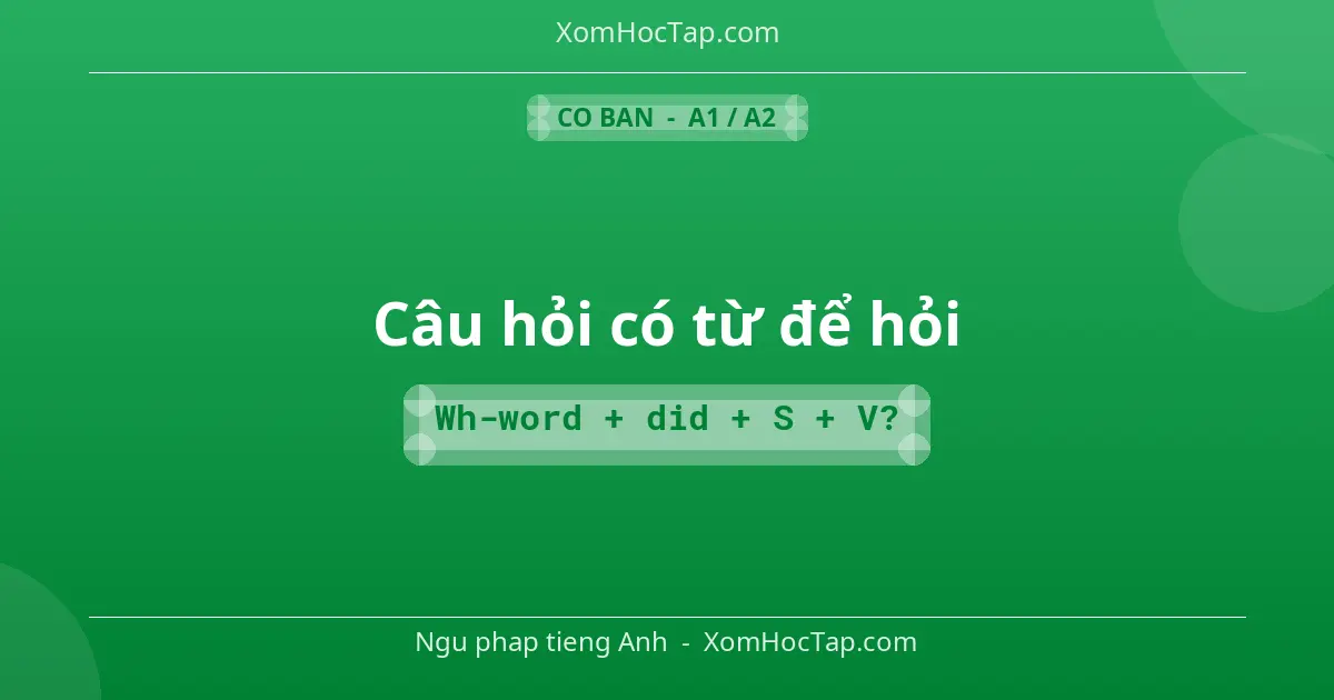 Ngu phap tieng Anh: Câu hỏi có từ để hỏi - Cong thuc: Wh-word + did + S + V?