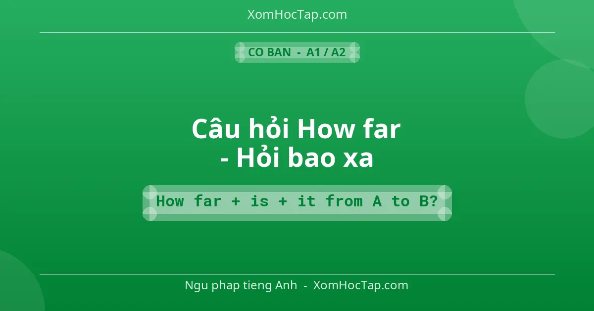 Ngu phap tieng Anh: Câu hỏi How far - Hỏi bao xa - Cong thuc: How far + is + it from A to B?