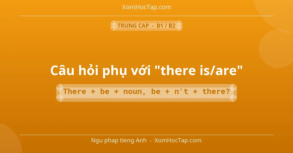 Ngu phap tieng Anh: Câu hỏi phụ với "there is/are" - Cong thuc: There + be + noun, be + n't + there?