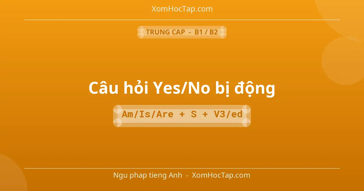 Ngu phap tieng Anh: Câu hỏi Yes/No bị động - Cong thuc: Am/Is/Are + S + V3/ed
