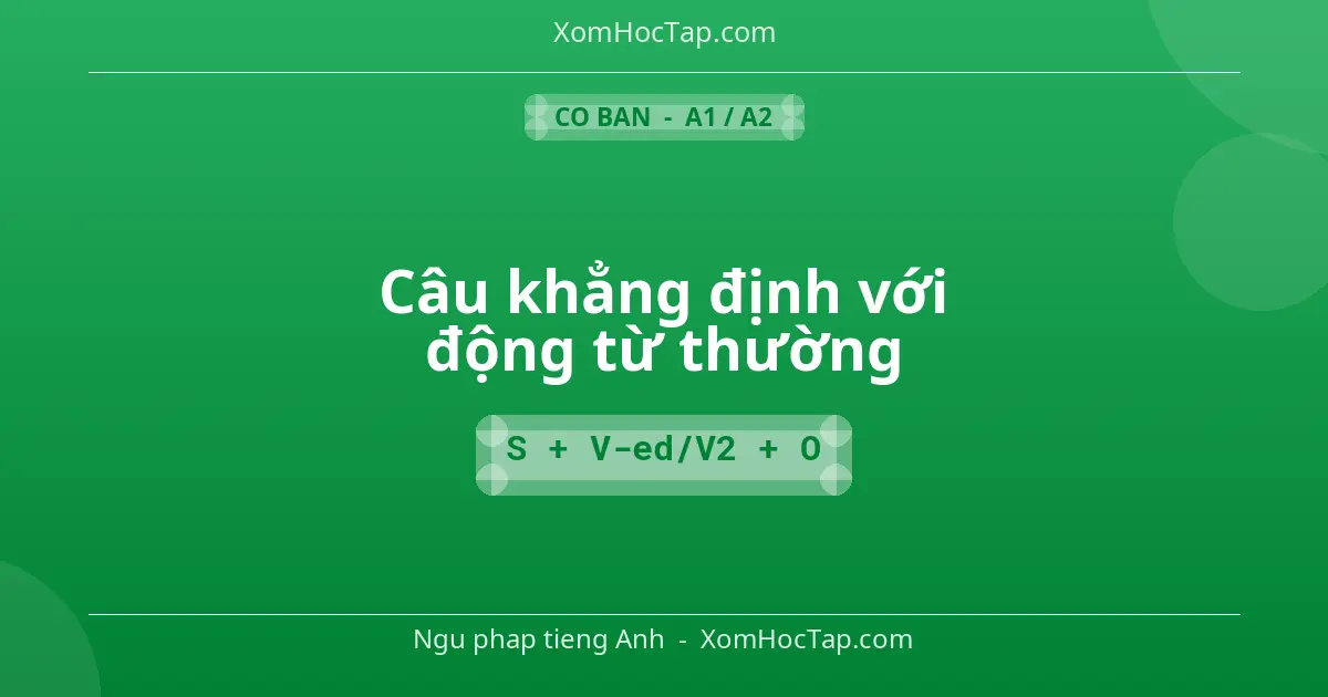 Ngu phap tieng Anh: Câu khẳng định với động từ thường - Cong thuc: S + V-ed/V2 + O