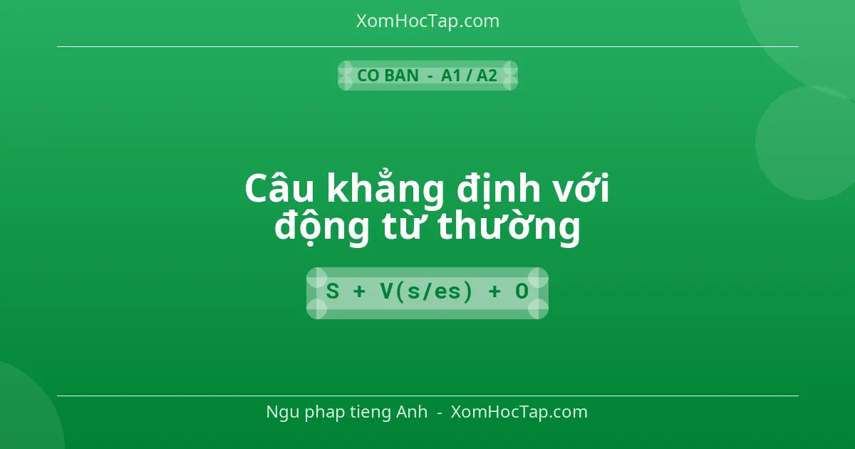 Ngu phap tieng Anh: Câu khẳng định với động từ thường - Cong thuc: S + V(s/es) + O