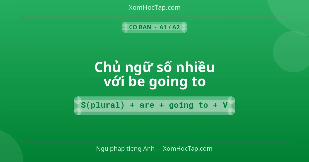 Ngu phap tieng Anh: Chủ ngữ số nhiều với be going to - Cong thuc: S(plural) + are + going to + V
