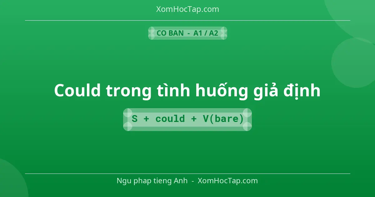 Ngu phap tieng Anh: Could trong tình huống giả định - Cong thuc: S + could + V(bare)