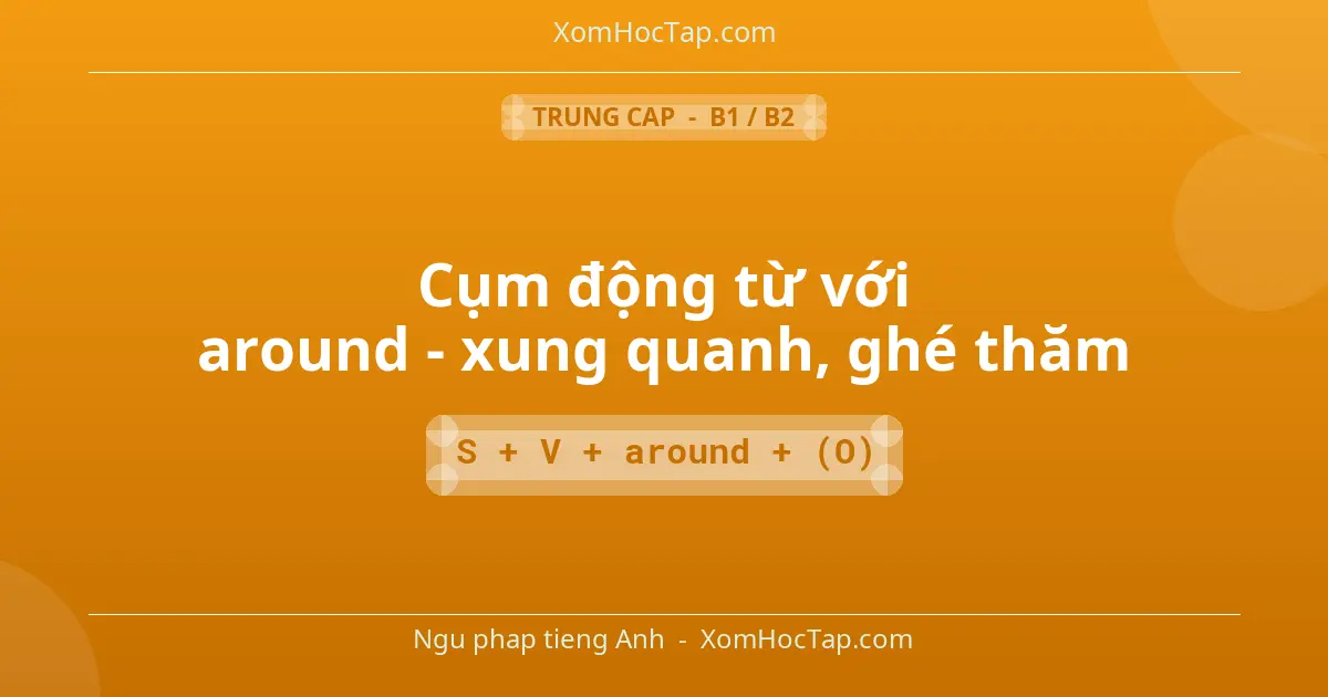 Ngu phap tieng Anh: Cụm động từ với around - xung quanh, ghé thăm - Cong thuc: S + V + around + (O)