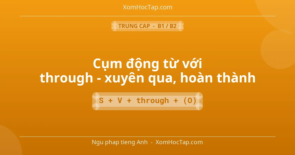 Ngu phap tieng Anh: Cụm động từ với through - xuyên qua, hoàn thành - Cong thuc: S + V + through + (O)