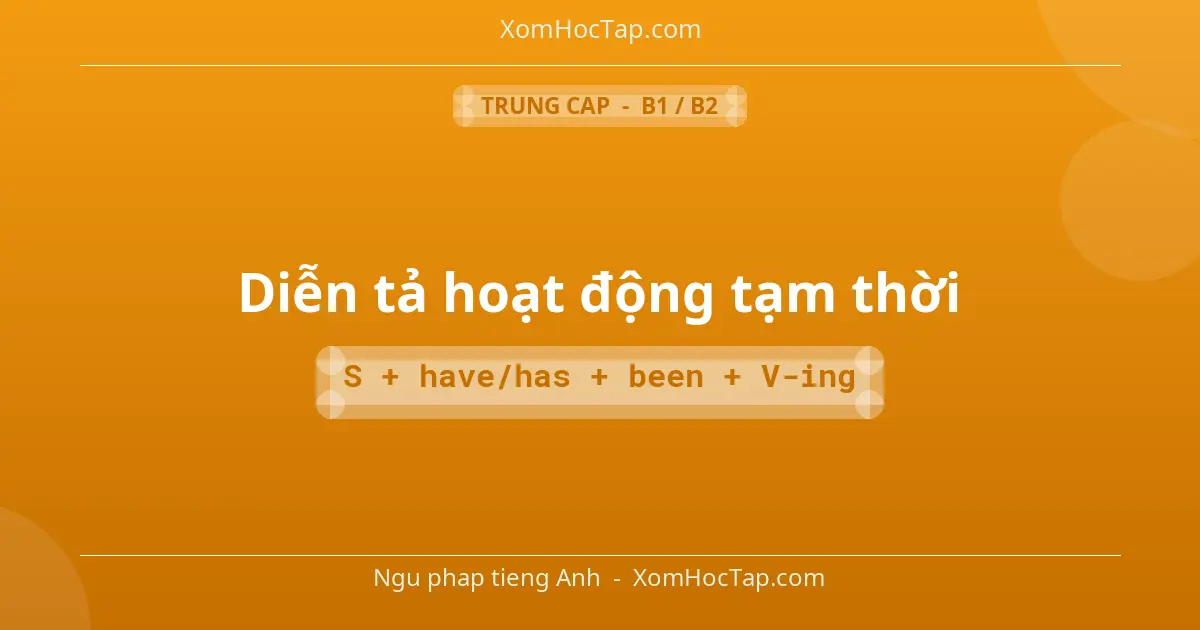 Ngu phap tieng Anh: Diễn tả hoạt động tạm thời - Cong thuc: S + have/has + been + V-ing