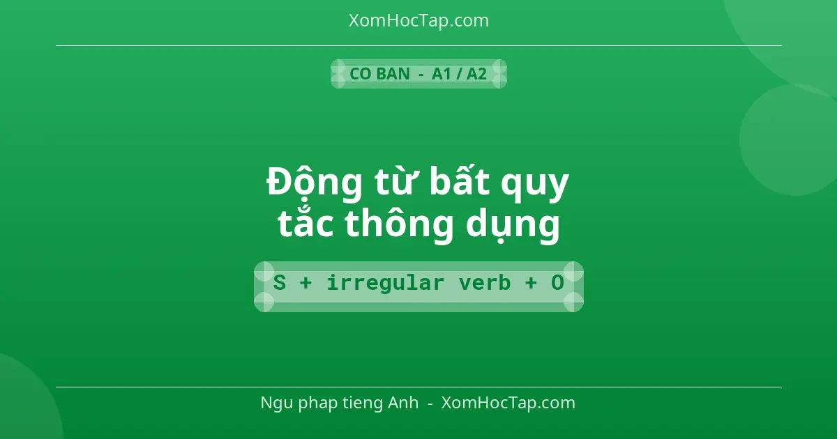 Ngu phap tieng Anh: Động từ bất quy tắc thông dụng - Cong thuc: S + irregular verb + O
