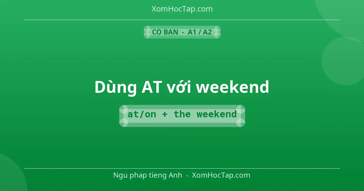 Ngu phap tieng Anh: Dùng AT với weekend - Cong thuc: at/on + the weekend