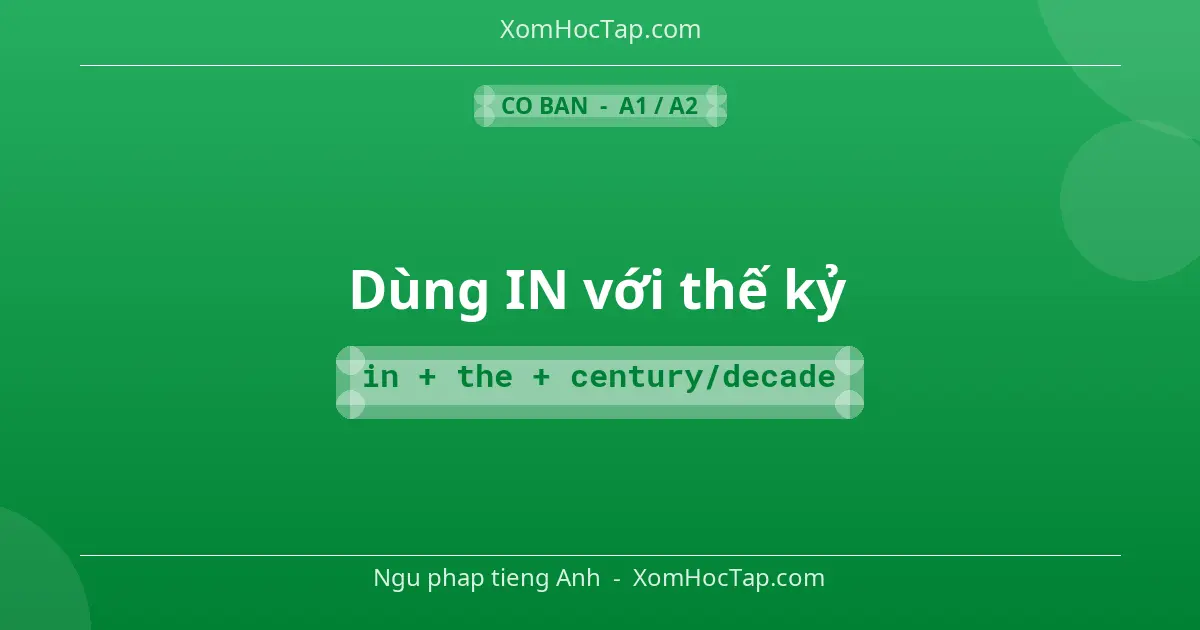 Ngu phap tieng Anh: Dùng IN với thế kỷ - Cong thuc: in + the + century/decade