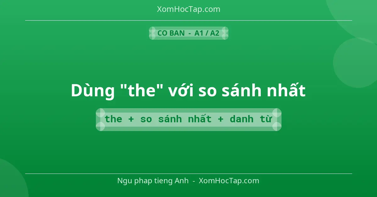 Ngu phap tieng Anh: Dùng "the" với so sánh nhất - Cong thuc: the + so sánh nhất + danh từ