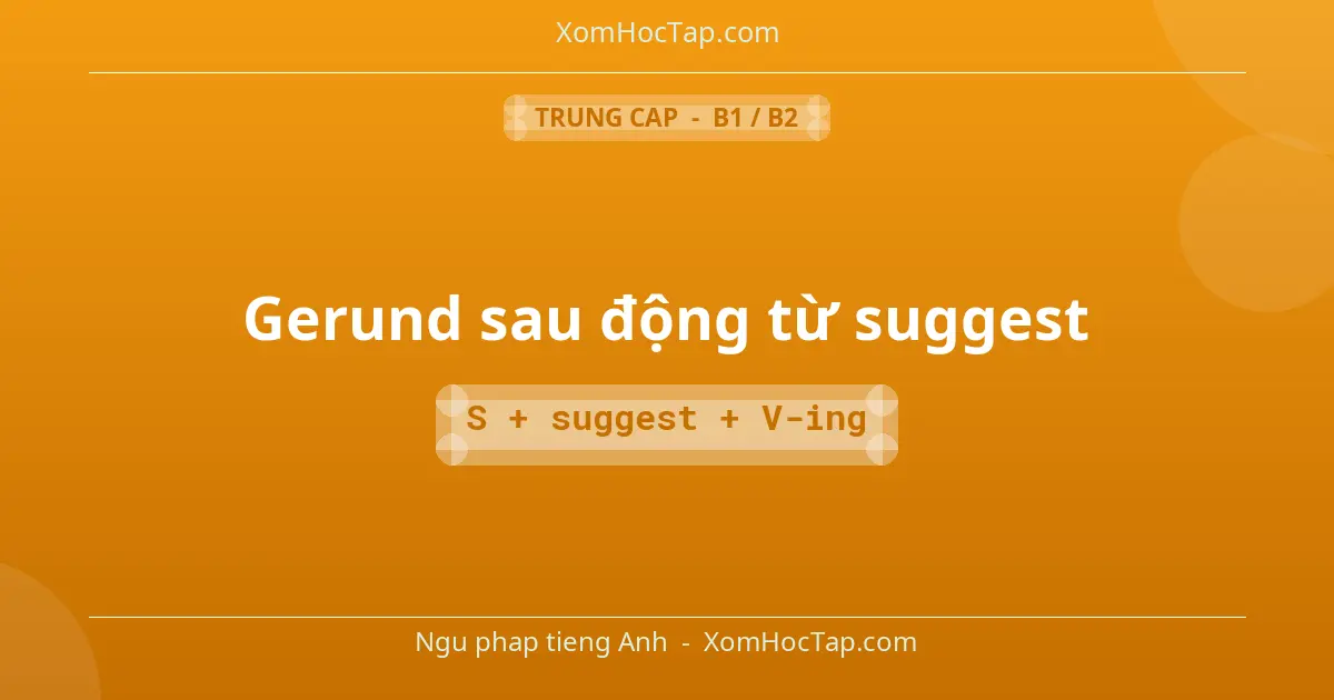 Ngu phap tieng Anh: Gerund sau động từ suggest - Cong thuc: S + suggest + V-ing