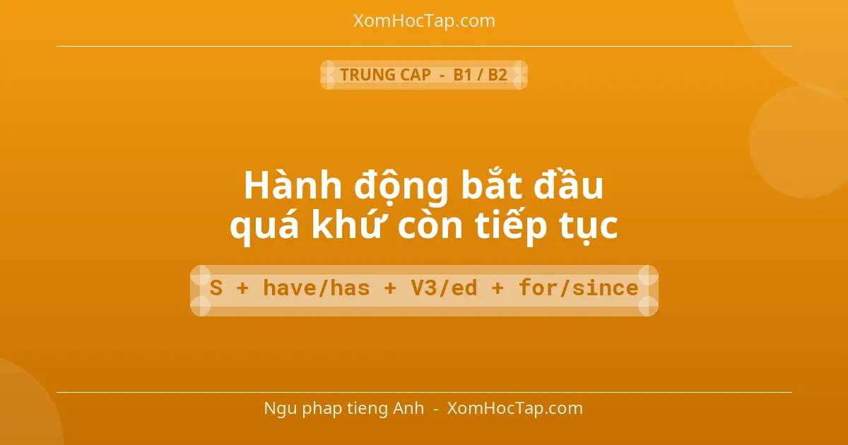 Ngu phap tieng Anh: Hành động bắt đầu quá khứ còn tiếp tục - Cong thuc: S + have/has + V3/ed + for/since