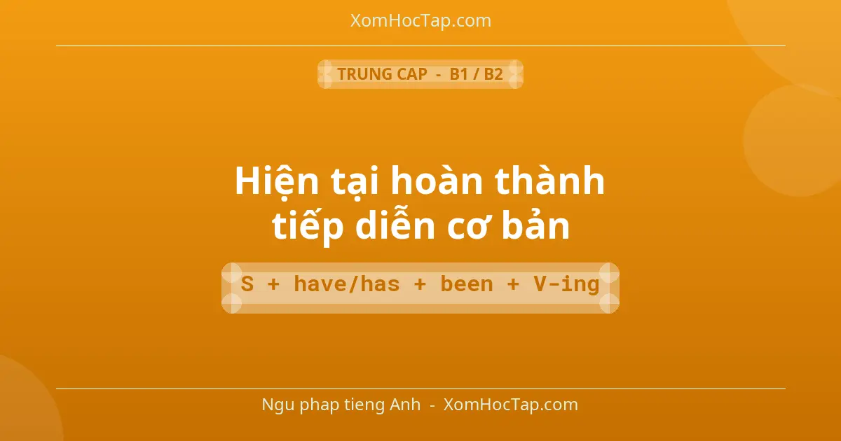 Ngu phap tieng Anh: Hiện tại hoàn thành tiếp diễn cơ bản - Cong thuc: S + have/has + been + V-ing