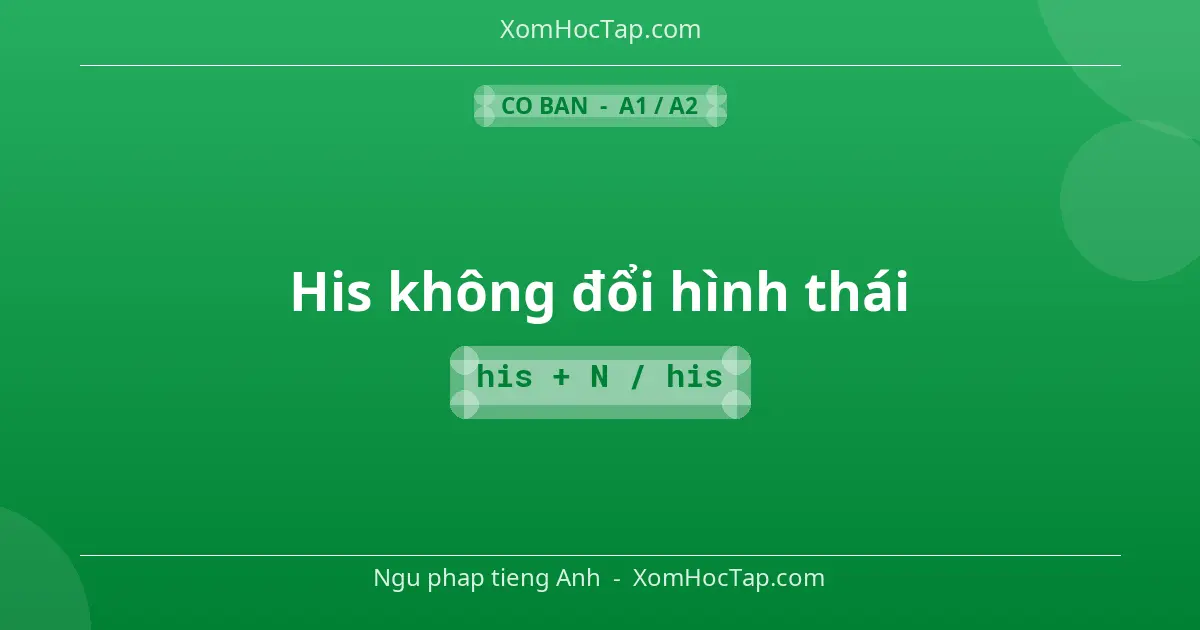 Ngu phap tieng Anh: His không đổi hình thái - Cong thuc: his + N / his