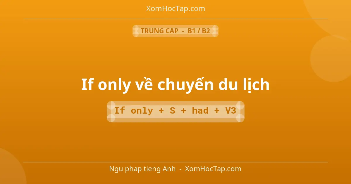 Ngu phap tieng Anh: If only về chuyến du lịch - Cong thuc: If only + S + had + V3