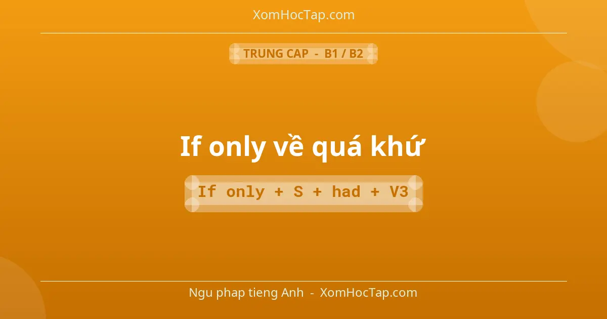 Ngu phap tieng Anh: If only về quá khứ - Cong thuc: If only + S + had + V3