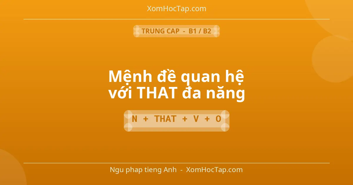 Ngu phap tieng Anh: Mệnh đề quan hệ với THAT đa năng - Cong thuc: N + THAT + V + O