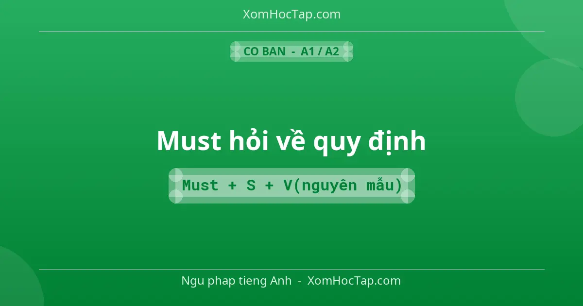 Ngu phap tieng Anh: Must hỏi về quy định - Cong thuc: Must + S + V(nguyên mẫu)
