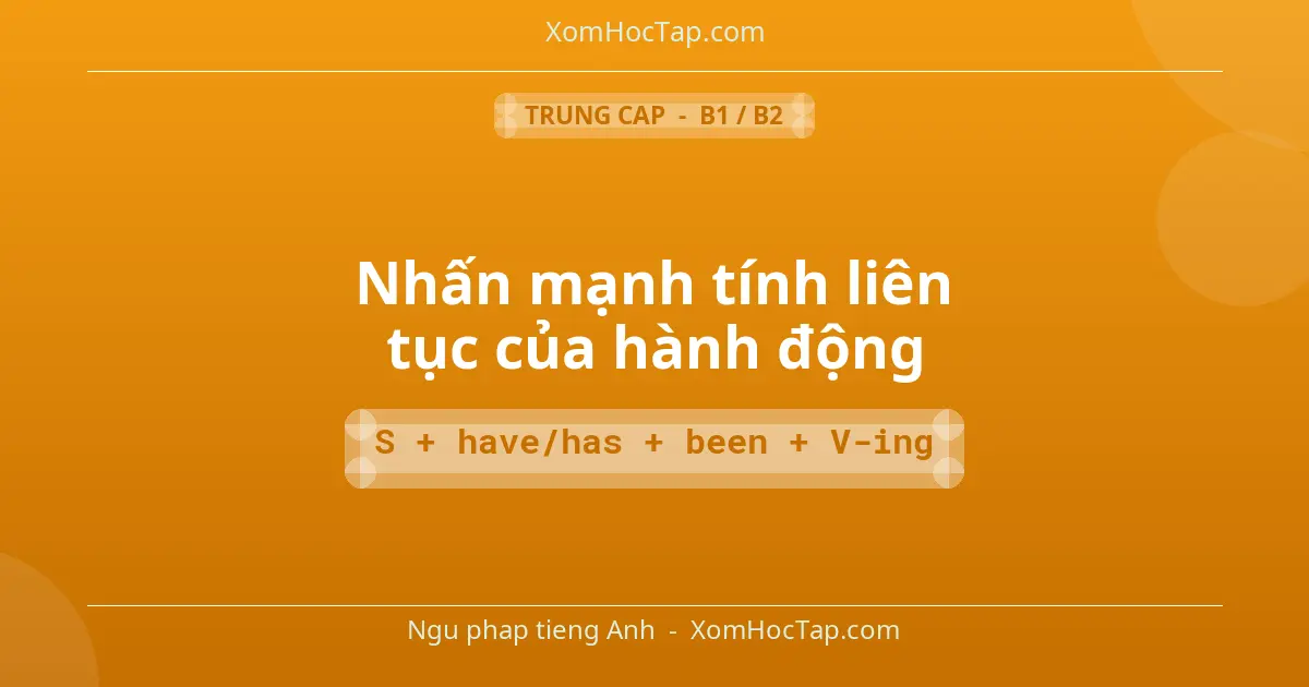 Ngu phap tieng Anh: Nhấn mạnh tính liên tục của hành động - Cong thuc: S + have/has + been + V-ing