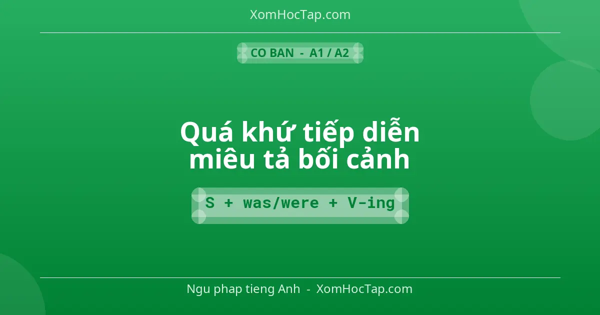 Ngu phap tieng Anh: Quá khứ tiếp diễn miêu tả bối cảnh - Cong thuc: S + was/were + V-ing