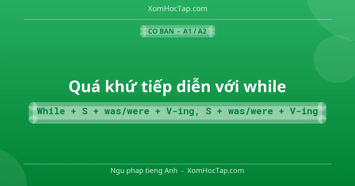Ngu phap tieng Anh: Quá khứ tiếp diễn với while - Cong thuc: While + S + was/were + V-ing, S + was/were + V-ing