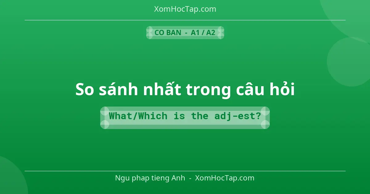 Ngu phap tieng Anh: So sánh nhất trong câu hỏi - Cong thuc: What/Which is the adj-est?