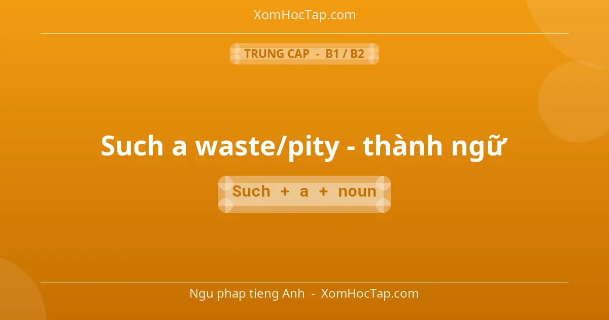 Ngu phap tieng Anh: Such a waste/pity - thành ngữ - Cong thuc: Such + a + noun