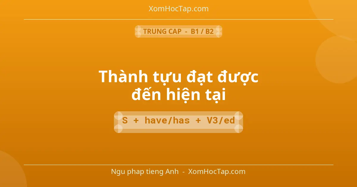 Ngu phap tieng Anh: Thành tựu đạt được đến hiện tại - Cong thuc: S + have/has + V3/ed