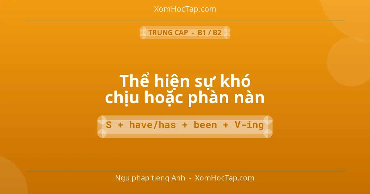 Ngu phap tieng Anh: Thể hiện sự khó chịu hoặc phàn nàn - Cong thuc: S + have/has + been + V-ing