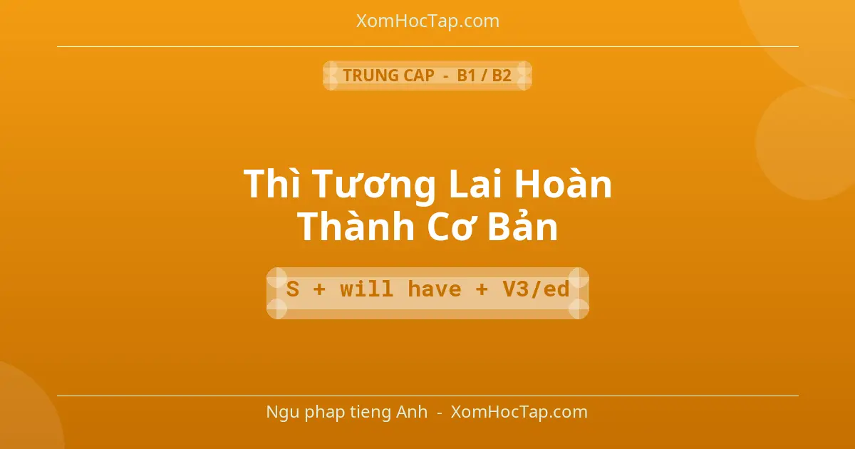 Ngu phap tieng Anh: Thì Tương Lai Hoàn Thành Cơ Bản - Cong thuc: S + will have + V3/ed