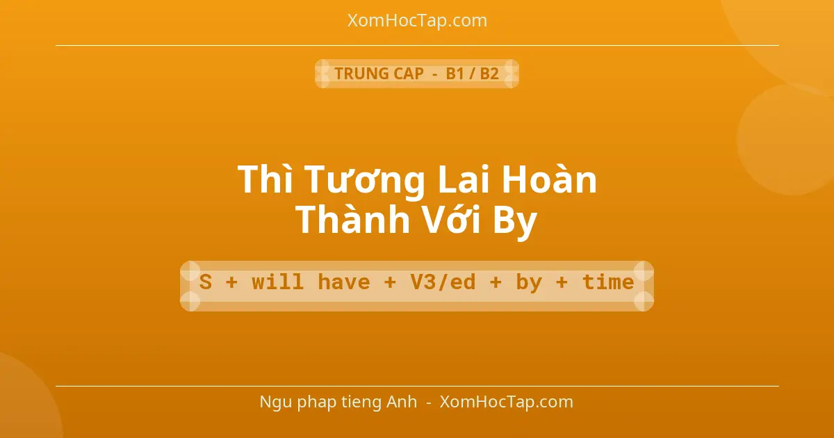 Ngu phap tieng Anh: Thì Tương Lai Hoàn Thành Với By - Cong thuc: S + will have + V3/ed + by + time