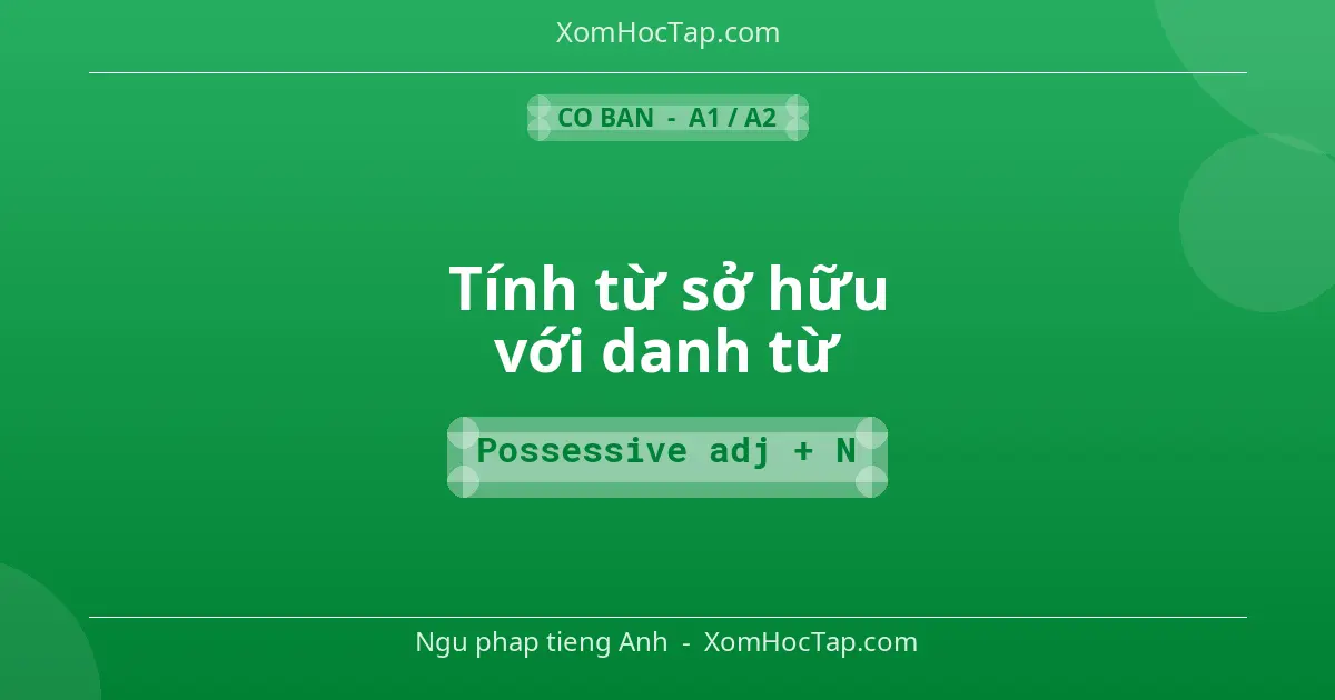 Ngu phap tieng Anh: Tính từ sở hữu với danh từ - Cong thuc: Possessive adj + N