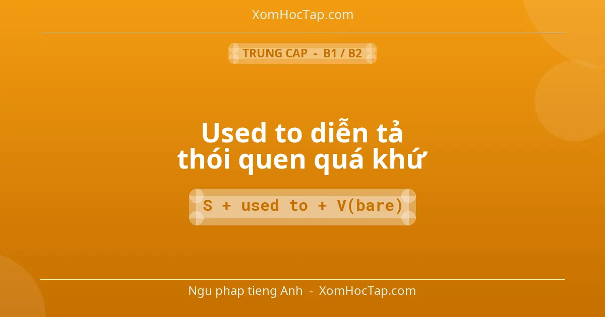 Ngu phap tieng Anh: Used to diễn tả thói quen quá khứ - Cong thuc: S + used to + V(bare)