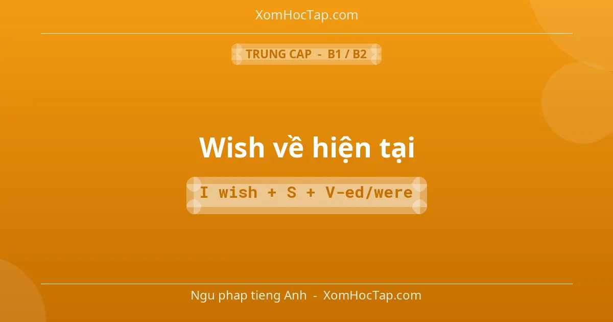 Ngu phap tieng Anh: Wish về hiện tại - Cong thuc: I wish + S + V-ed/were